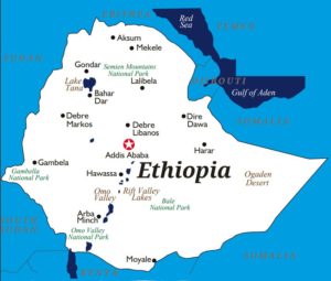 Illustrated tourist map of Ethiopia