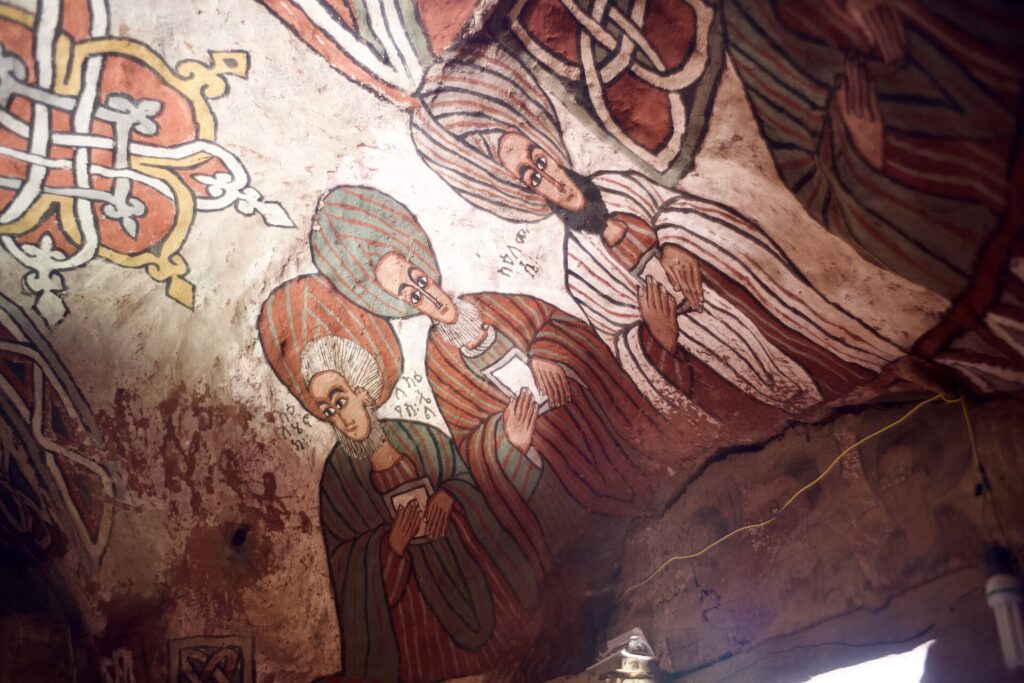 Murals inside Abuna Yemata Guh, a cliff church in Gheralta