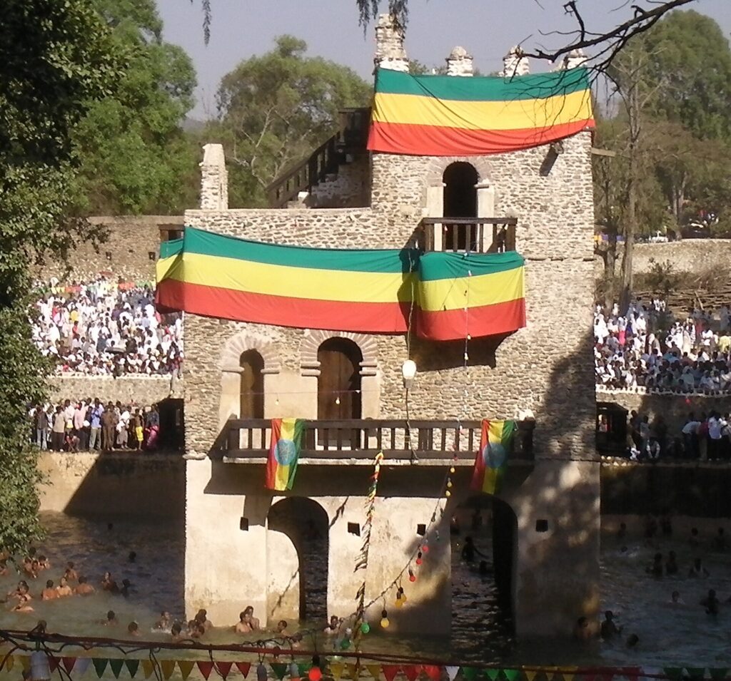 Fasilides Bath in Gondar on the morning of Timkat